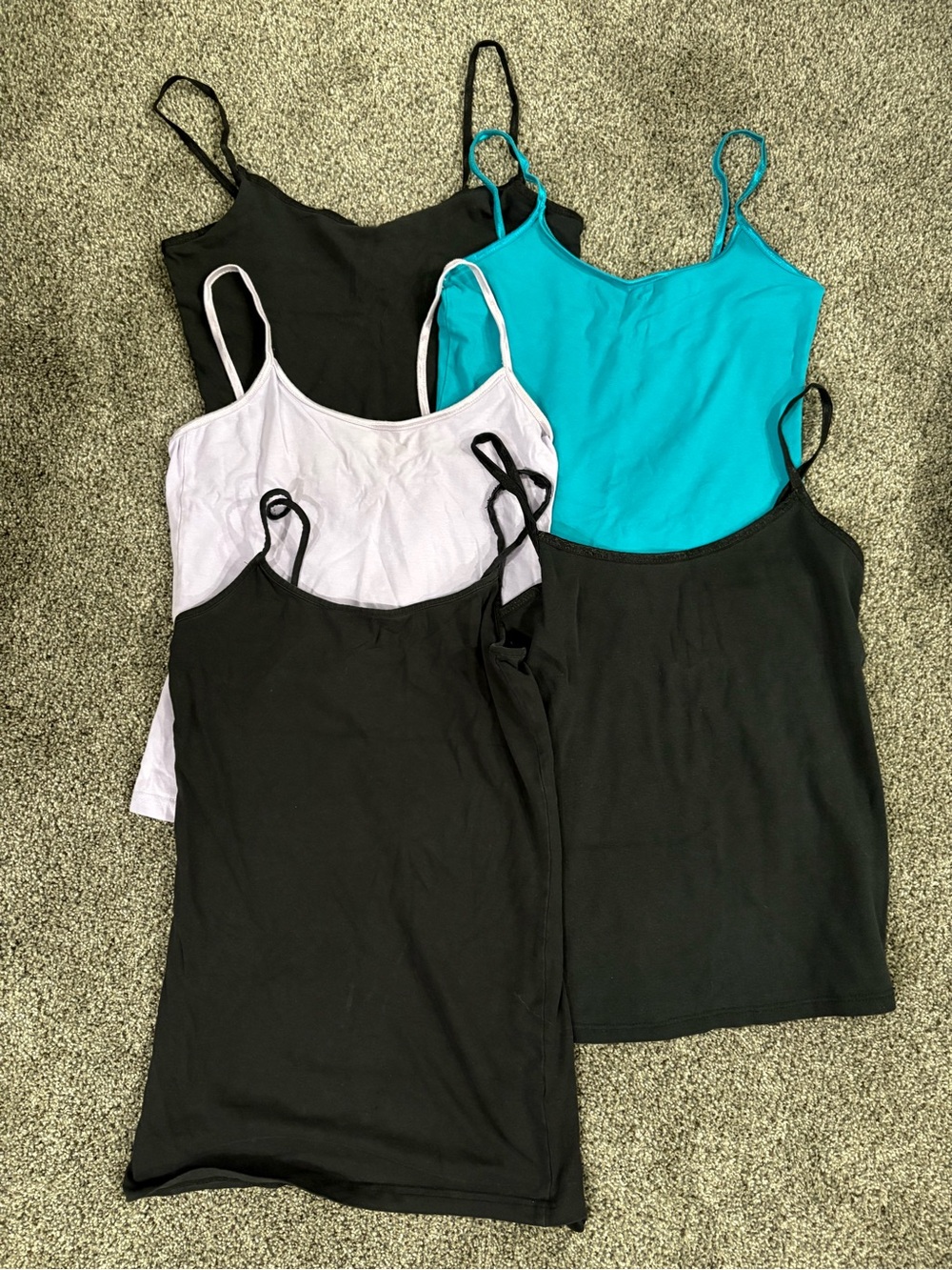 5 Women’s Spaghetti Strap Tank Top - Black, Teal, Light Purple